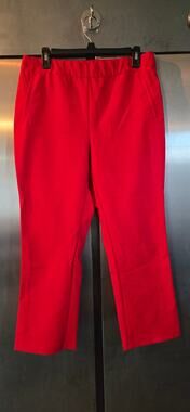 J&L Atelier Women's Red Stretch Pull-On Pants Size L Nylon Spandex Blend